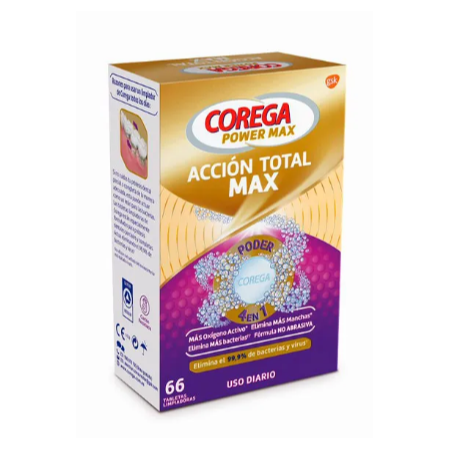 COREGA MAX TABLETAS LIMPIEZA PROTESIS DENTAL 66 uds